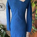 Missoni M  Teal Asymmetrical Neckline Knit Lace Mini Sheath Dress Photo 0