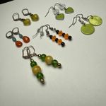 Bead Dangle Drop Pierced Earrings Lot Of 5 Beaded Green Orange Yellow Etc Photo 7