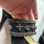 Avon Mark. Black Suede Jewel Encrusted High Heels Size 9 Photo 6