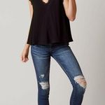 Free People  Lovin’ On You Black Lace cap Sleeve Blouse v-neck solid cute minimal Photo 9