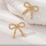 Elegant Gold Bow Earrings Photo 2