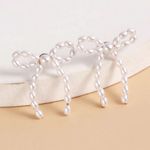 Elegant Pearl Bow Earrings White Photo 1