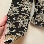 Moda Vintage 90s Sheer Floral Lace Crop Top Long Sleeve Black Gold  Int’l Photo 4