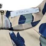 FRNCH Love Bird Pattern Tan & Blue 3/4 Sleeve Blouse S/M Photo 2