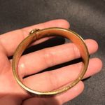 Coach Vintage Enamel Bangle Geometric Cube Square Print secure closure Cuff Bracelet Gold .5 wide band jewelry retro preppy minimalist Photo 4