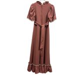 Vintage Prairie Empire Waist Ruffled Puff Short Sleeve Tie Waist Maxi Dress 7 Pink Size undefined Photo 6