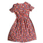 Joanie x Molly Hatch Tea Pot Fit & Flare Button Front Shirt Dress Size Small Red Photo 9