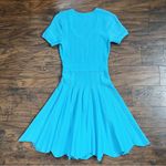 Shoshanna • Jonetta Knit Dress fit & flare turquoise scallop hem scoop neck Photo 8