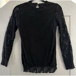 Oserjep Women’s Black Pleated Long Sleeve High Neck Lace Blouse Size S Photo 8