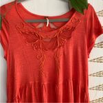 Free People  Orange Embroidered mesh Top M Photo 1