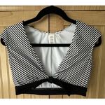 Bleu Rod Beattie  Inside The Lines Tie Front Cap Sleeve Swim Top Size 6 Photo 1