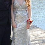 Black Label Silver Sequin Prom Dress Photo 0