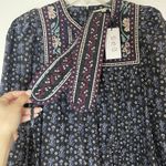 NEW SEA NY Perry Border Puff Sleeve Tunic Embroidered quilted floral Dress XS Blue Photo 6