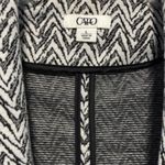 Cato Jacket L Black White Blazer Open Front Chevron Trim Polished Career Classic Photo 4