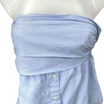 ZARA  Blue Sleeveless Strapless Pleated Button Front Poplin Tank Top Blouse XS Photo 2