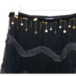 X Store Italy Y2K Black A Line Mix Media Midi Skirt Coin Chain Corduroy 28 1/2 Size undefined Photo 1