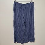 Aerie  Linen Blend Wide Leg Pants Size XL blue stripe trouser comfy beach Photo 1