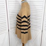 Old Navy  Slouchy Striped Mock Neck Bell Sleeve Sweater Tan Black Small Photo 2