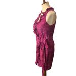 Loft Ann Taylor Ruffle Wrap Dress Pink Purple Cheetah Animal Print Fully Lined 0 Photo 4