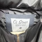 Ci Sono Vest Women Size Medium Black Gray Puffer Hooded Faux Fur Full Zip Pocket Photo 2