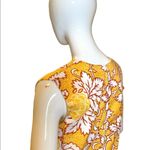Vintage 70s Floral V Neckline Shift Dress Yellow Medium Women, Vintage Clothes Photo 3
