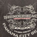 Thunder Beach Panama Biker Tee women’s Short Sleeve Black Motorcycle Harley Sz M Size M Photo 1