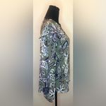 Loft - Outlet Ruffle Silver Button Shoulder Paisley Print Long Sleeve Size M Photo 1