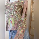 Oilily Peacock Print Top Dusty Rose Long Sleeve T Vintage Y2K Medium Pink Photo 4
