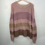Democracy  Chunky Knit V Neck Striped Relaxed Fit Sweater Pullover size XL Photo 7
