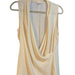 CAbi  Lola Womens Cream Blouse Faux Wrap Draping Cowl Neck Sleeveless Sz L Preppy Photo 0