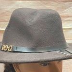 W•S•B Brown Fedora Hat Size 58 Faux Leather Band W/Buckle Decoration gold chain Photo 3
