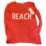 J Society Coral Beach V Neck Lightweight Knit Sweater Top Size S Red Photo 0