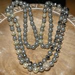 Faux Gray & White Pearl Long Necklace Photo 5