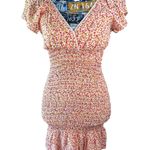 No Boundries Pink/Yellow/White Floral Smocked Short Sleeve Dress Size M Size M Photo 0