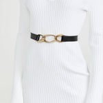 frame denim  Triple Twist Chain Leather Belt Black Womens Size Small Photo 0