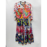 Johnny Was Regia Dress Tiered 100% Silk Boho Midi Floral Paisley Patchwork Small Photo 5