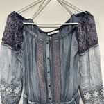 Miss Me  denim blue color Shoulder Romper with Lace Details Photo 2