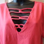 Torrid Women's Size 2 Teaberry Red Pink V-Neck T-Shirt Tee Crisscross Women’s Photo 1