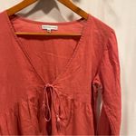 Cute peach 🍑 boho babydoll metallic thread tassel trim tunic top flare sleeve Orange Size M Photo 10