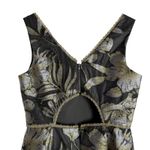 Marchesa Notte Gold Metallic Floral Print Asymmetrical Flounce Cocktail Dress 6 Photo 10