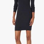 Enza Costa Stretch Silk Rib Long Sleeve Turtleneck Mini Dress small Black Photo 10