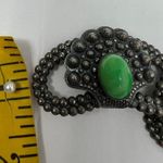 Antique Vintage Necklace Bib Chocker Collar Green Stone Art Deco Nuevo No Clasp Silver Photo 5
