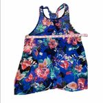 Everly ‎ Floral Racerback Tank Top Blue Size Small Photo 4