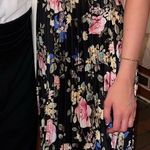 Lulus Radiant Drama Black Floral Print Pleated Halter Mid Dress Photo 9