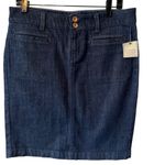 Banana Republic Two Button/Zip Closure Dark Wash Jean Mini Skirt Sz 29R Photo 2