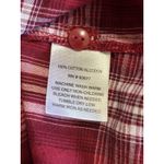 st. john's bay  Red/White Plaid‎ Short Puff Sleeve Button Up Blouse Size XL Photo 5