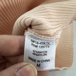 Olivaceous Oliveaceous Dress Womens Medium Beige Ribbed Knit Short Sleeve Bodycon Cutout Photo 5