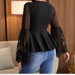 SheIn Long Sleeve Black Top Women’s Small Lace Photo 1