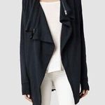 All Saints Women’s Dahlia Drapey Sweatshirt Cardigan in Black Size S Photo 0