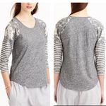 J.Crew  long sleeve mix print baseball tee top grey size XS floral striped‎ Photo 1